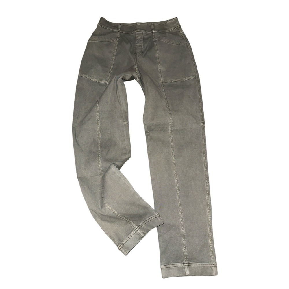 Spanx Stretch Twill Cargo Pants Womens Medium Olive Green Straight Leg High Rise